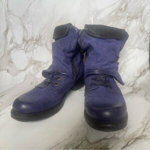 A.S.98 Rich Blue Lace-Up Boots
